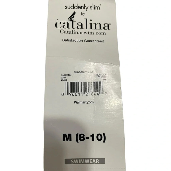 CATALINA Suddenly Slim Swimsuit Bathing Suit Black Brown Ivory Polka Dot Size M - Picture 6 of 10